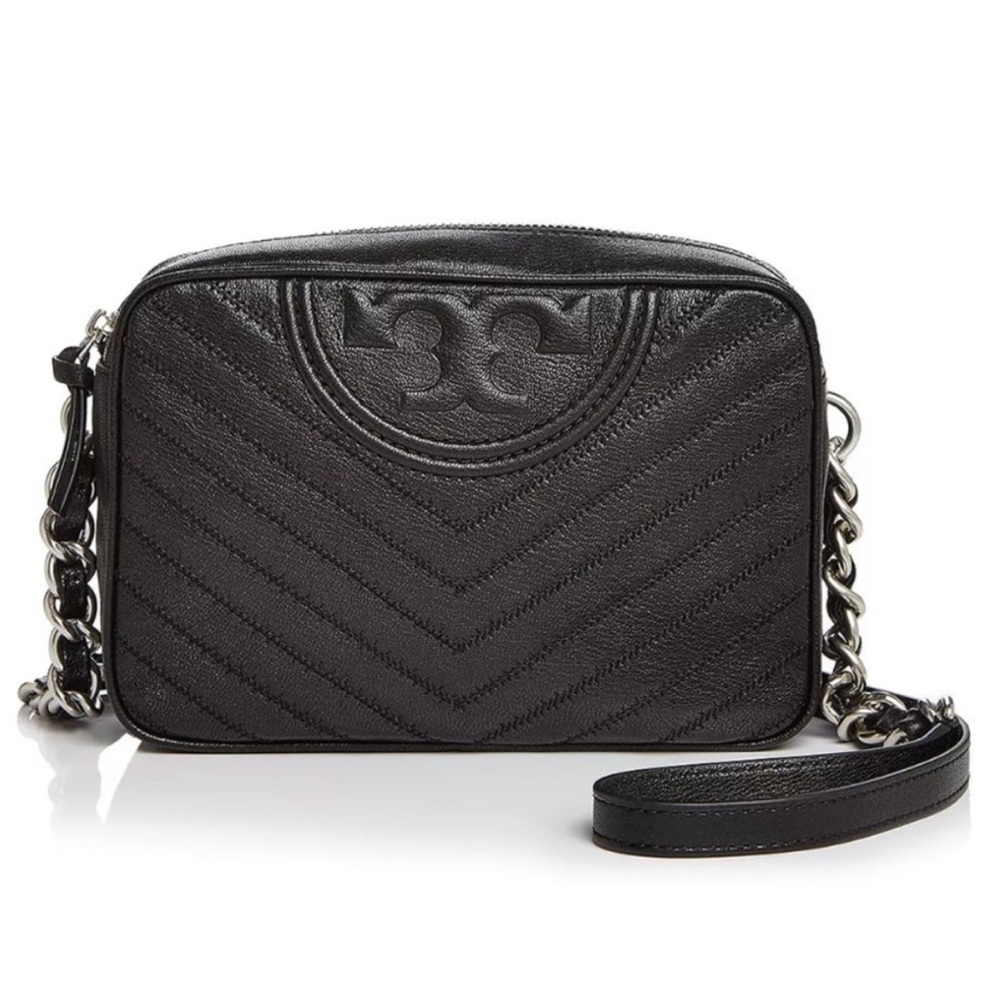 Tory Burch Fleming distressed crossbody camera black bag